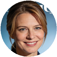 Person with a blue gradient background